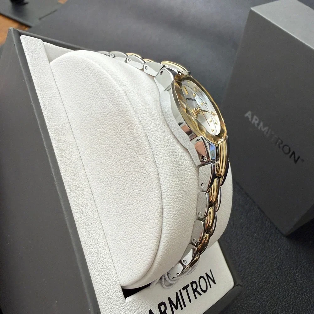 Armitron 75/3313 Womens Oval Faceted Crystal Two-Tone Bracelet Watch New Battery